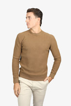 Load image into Gallery viewer, James Harper JHK51 Tobacco Cotton Waffle Crew Neck Jumper