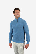 Load image into Gallery viewer, James Harper Ribbed 1/4 Zip Sweater Blue