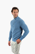 Load image into Gallery viewer, James Harper Ribbed 1/4 Zip Sweater Blue