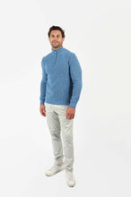 Load image into Gallery viewer, James Harper Ribbed 1/4 Zip Sweater Blue