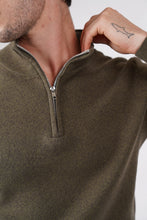 Load image into Gallery viewer, James Harper 1/4 Zip Marle Knit Olive