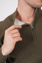 Load image into Gallery viewer, James Harper 1/4 Zip Marle Knit Olive