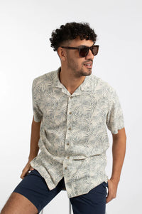 James Harper JHS519 S/S Cuban Collar Shirt Palm Pixel Natural