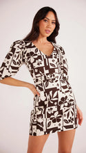 Load image into Gallery viewer, MINKPINK Joan Puff Sleeve Mini Dress Brown Floral
