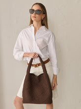 Load image into Gallery viewer, Lustre & Sage Layla Woven Tote Bag Brown