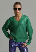 Load image into Gallery viewer, I&#39;m Francis Metallic Knit Sweater Green
