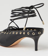 Load image into Gallery viewer, Mollini Lanni Black Leather Lace Up Heels