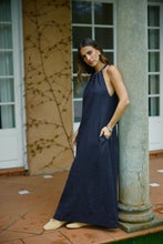 Load image into Gallery viewer, ORTC Luna Linen Halter Full Length Dress French Navy
