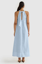Load image into Gallery viewer, ORTC Luna Linen Halter Full Length Dress Powder Blue