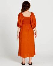 Load image into Gallery viewer, Sass Clothing Francesca Puff Sleeve Midi Dress Rust
