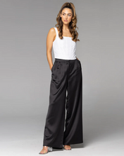 Load image into Gallery viewer, Fate + Becker Rock Steady Wide Leg Satin Pant Black
