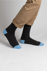 James Harper Plain Socks Charcoal Marle/Blue