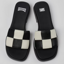 Load image into Gallery viewer, Camper Twins Multicoloured Leather Slide Black/White