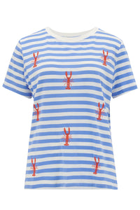 Sugarhill Brighton Maggie T-Shirt Off-White/Blue Lobster Embroidery