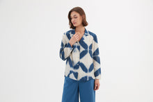 Load image into Gallery viewer, Tirelli Open Collar Shirt Blue Diamond Print