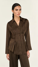 Load image into Gallery viewer, Staple The Label Solace Satin Shirt Chocolate