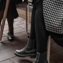 Load image into Gallery viewer, Mosey Merino Wool Textured Knit Tights Black