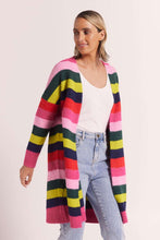 Load image into Gallery viewer, Wear Colour Wool Blend Stripe Open Cardigan Jungle Boogie Stripe
