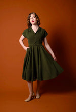 Load image into Gallery viewer, Elise Design Manette Dress Green/Cream Dots