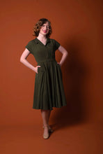 Load image into Gallery viewer, Elise Design Manette Dress Green/Cream Dots