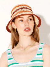 Load image into Gallery viewer, Angels Whisper Alana Striped Straw Bucket Hat

