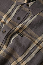 Load image into Gallery viewer, Brixton Charter Linen Blend S/S Woven Charcoal/Beige Plaid