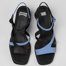 Load image into Gallery viewer, Camper Twins Multicoloured Leather Slingback Black/Blue
