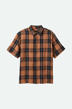 Load image into Gallery viewer, Brixton Cru Linen Blend S/S Woven Black/Rust Orange