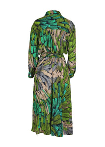 Olga de Polga Vivant Parisian Midi Wrap Dress Green Print