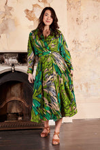 Load image into Gallery viewer, Olga de Polga Vivant Parisian Midi Wrap Dress Green Print
