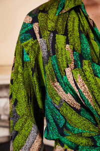 Olga de Polga Vivant Parisian Midi Wrap Dress Green Print