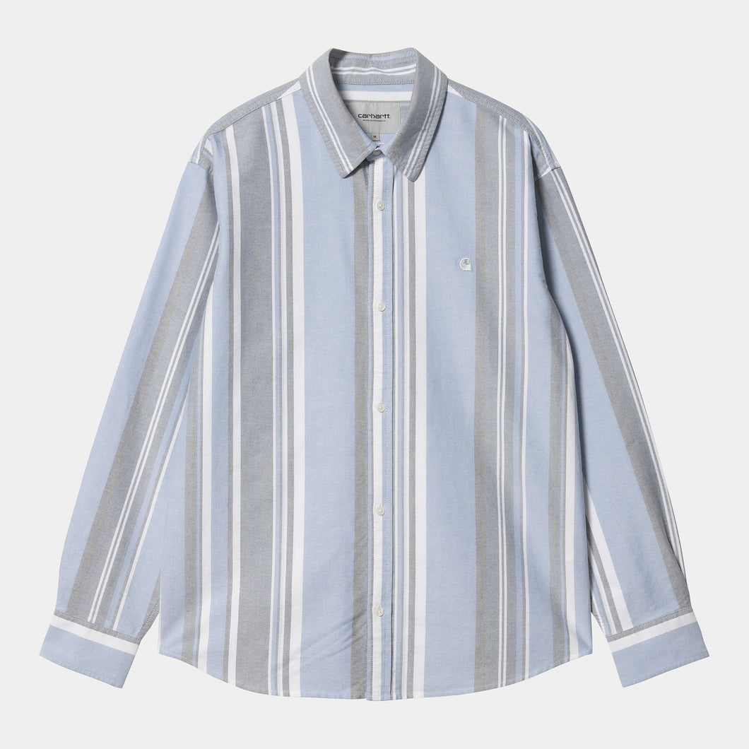 Carhartt WIP L/S Dwyer Shirt Dwyer Stripe - Bleach/Squid