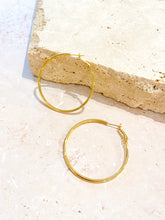 Load image into Gallery viewer, Lustre & Sage Classic 50mm 18k Gold Plated Hoops