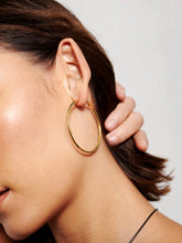 Load image into Gallery viewer, Lustre & Sage Classic 50mm 18k Gold Plated Hoops