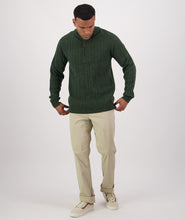 Load image into Gallery viewer, Swanndri Doncaster 1/4 Zip Cable Knit Hunter Green
