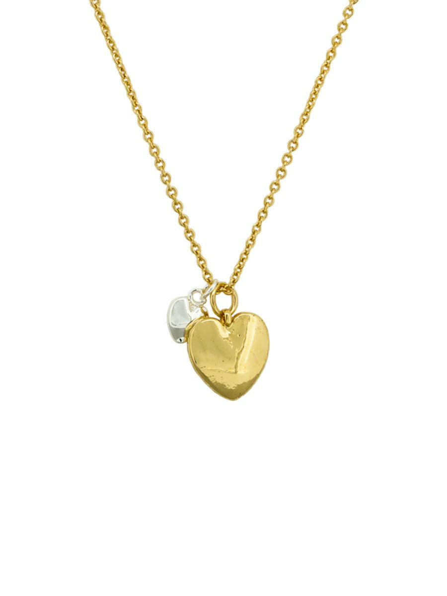 Tiger Tree NKJ5458G Gold & Silver Double Heart Necklace