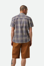 Load image into Gallery viewer, Brixton Charter Linen Blend S/S Woven Charcoal/Beige Plaid