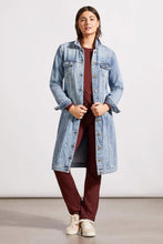 Load image into Gallery viewer, Tribal Long Denim Duster Washed Blue