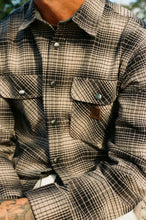 Load image into Gallery viewer, Brixton Builders Bowery Stretch LS Flannel Black/Cinder Grey