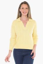 Load image into Gallery viewer, Jump Collared Cable Pullover Lemon