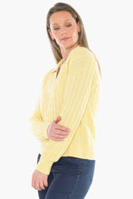 Load image into Gallery viewer, Jump Collared Cable Pullover Lemon