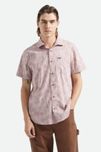 Load image into Gallery viewer, Brixton Charter Print SS Shirt Dark Pink/Silver Crackle Paint