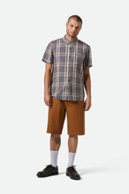 Load image into Gallery viewer, Brixton Charter Linen Blend S/S Woven Charcoal/Beige Plaid