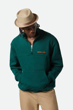 Load image into Gallery viewer, Brixton Embroidered Heavyweight Half Zip Deep Emerald