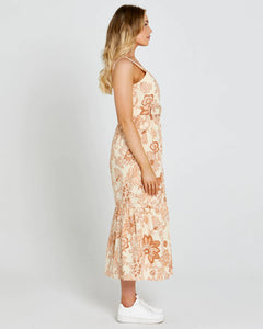Sass Clothing Emelia Sleeveless Midi Dress Peach Bloom