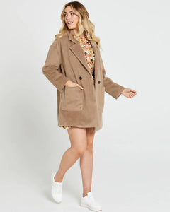 Sass Clothing Arden Double Breasted Coat Tan