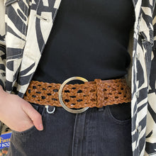 Load image into Gallery viewer, Loop Leather Co Boston Braid Belt Dark Tan
