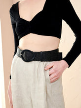 Load image into Gallery viewer, Angels Whisper Woven Oval Buckle Straw Belt Black