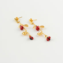 Load image into Gallery viewer, Nach Ladybug Leaf Branch Drop Earrings