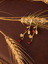 Load image into Gallery viewer, Nach Ladybug Leaf Branch Drop Earrings